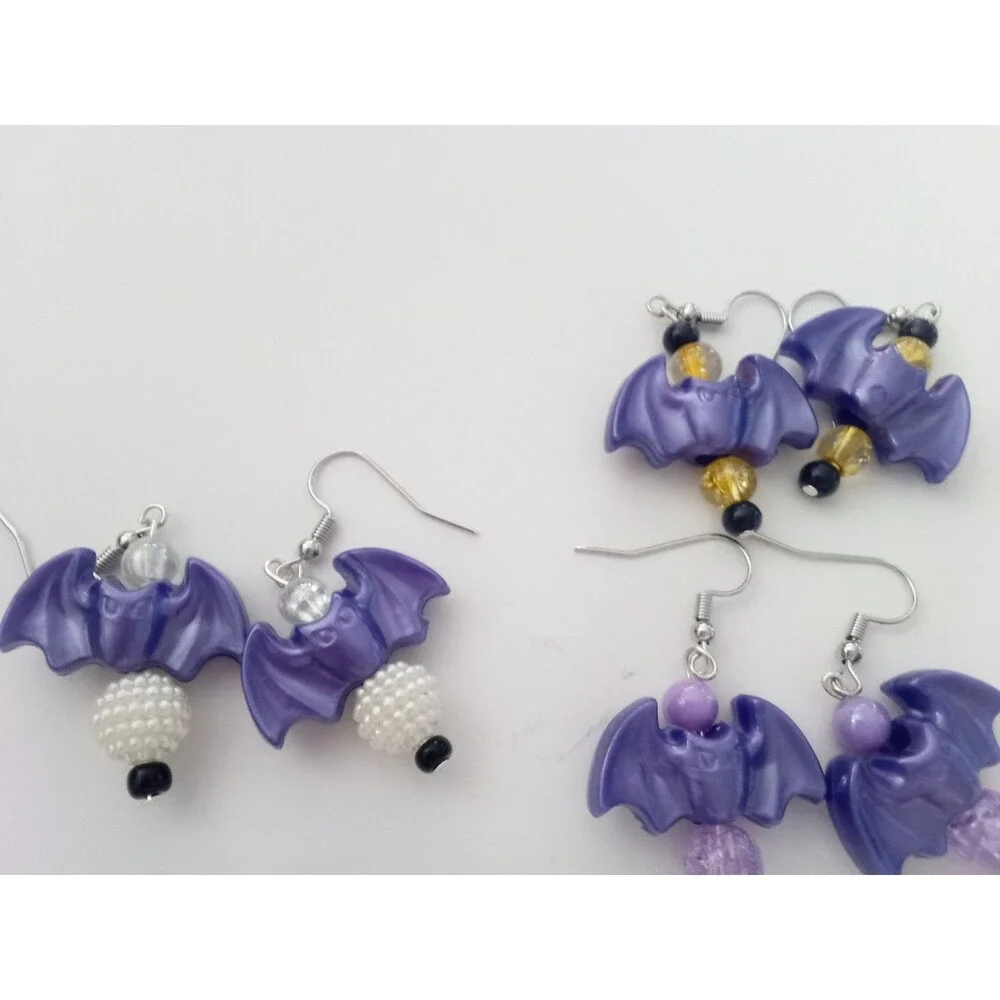 Halloween Bat Earrings Costume Jewelry Pierced Fun
